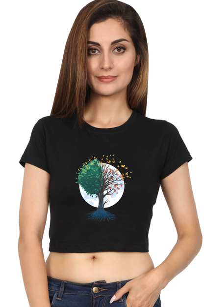 Tree Of Butterflies Autumn Crop Top