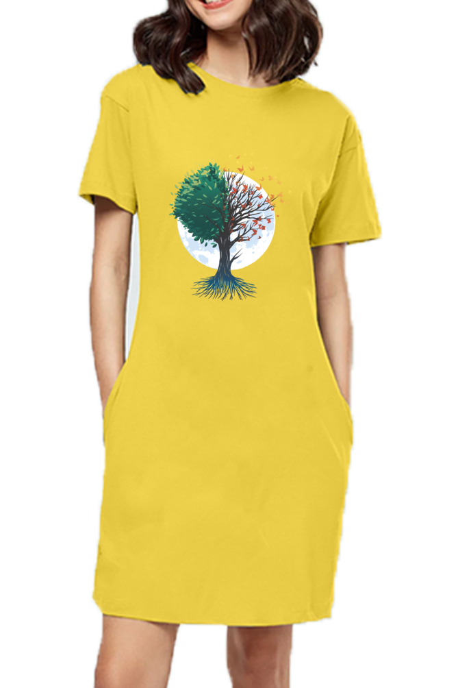Tree Of Butterflies Autumn T-Shirt Dress
