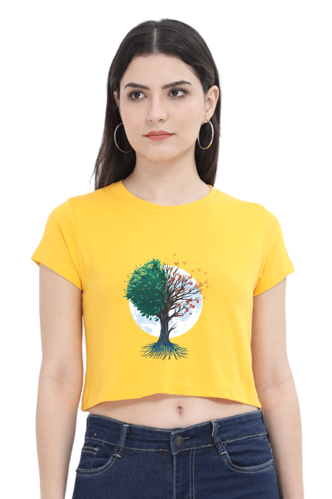 Tree Of Butterflies Autumn Crop Top