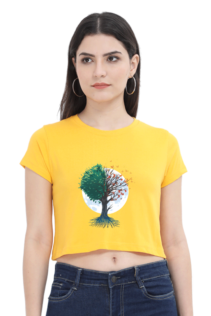 Tree Of Butterflies Autumn Crop Top