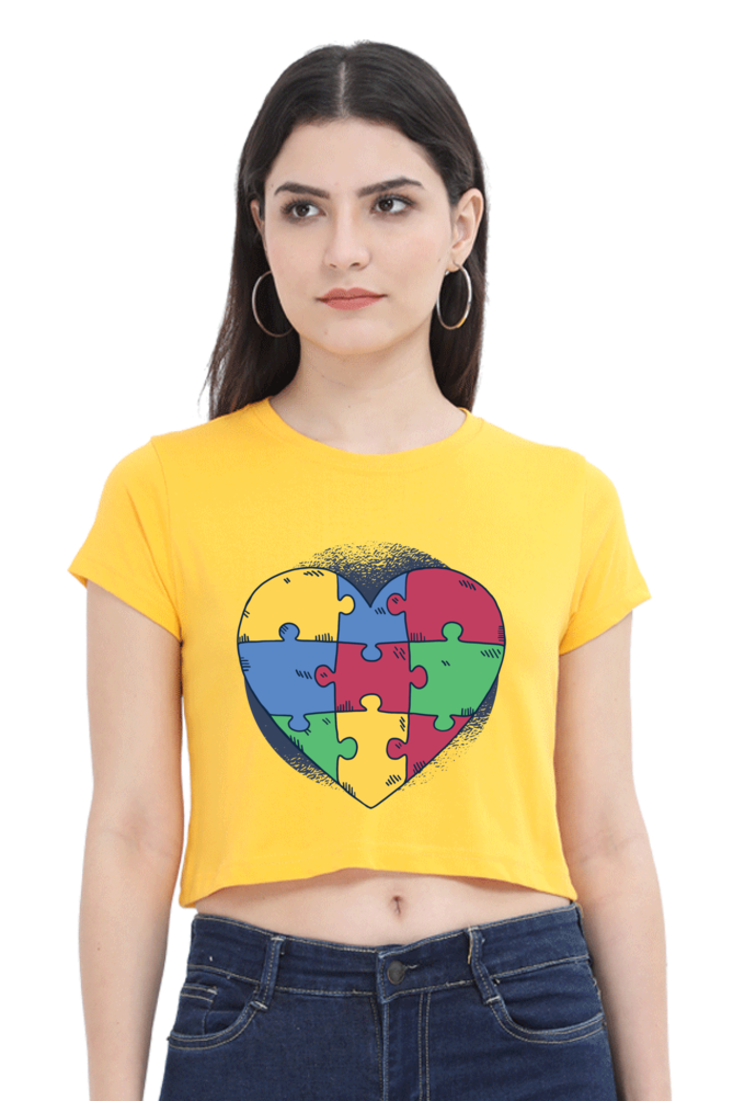Autism Heart Puzzle Crop Top