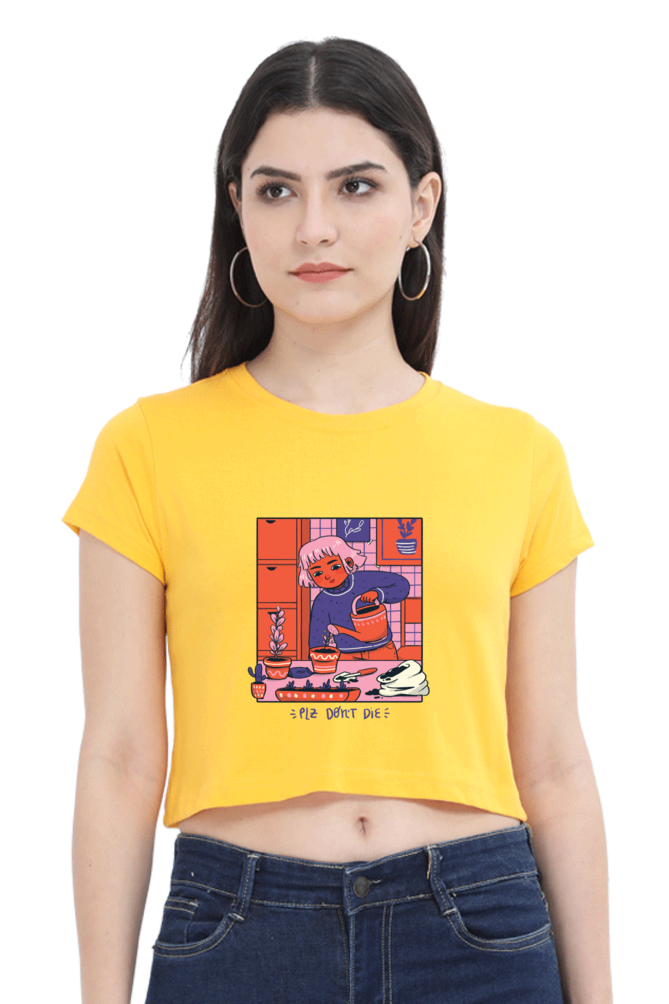 Girl Watering Plant Crop Top