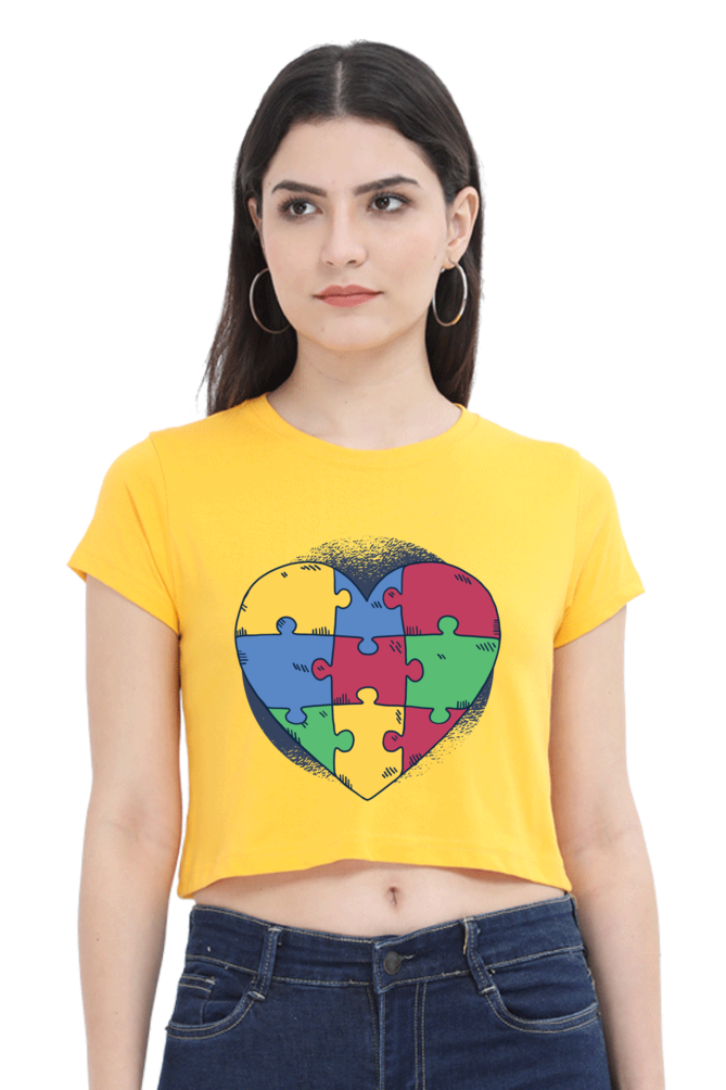 Autism Heart Puzzle Crop Top