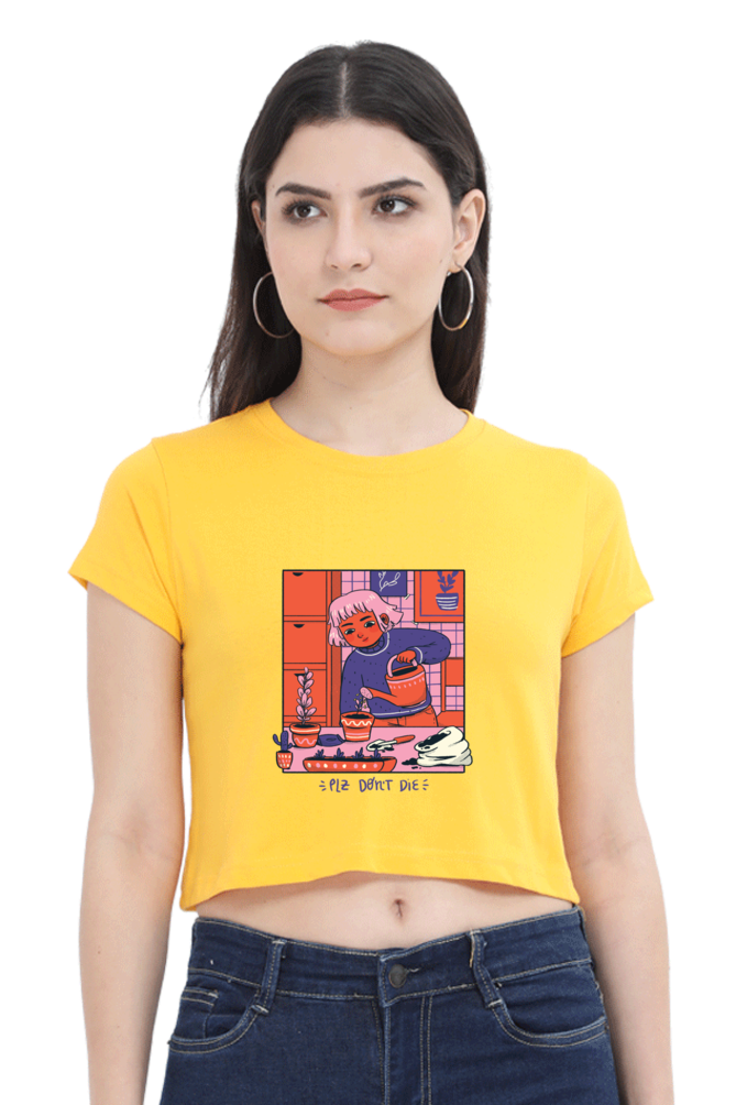 Girl Watering Plant Crop Top