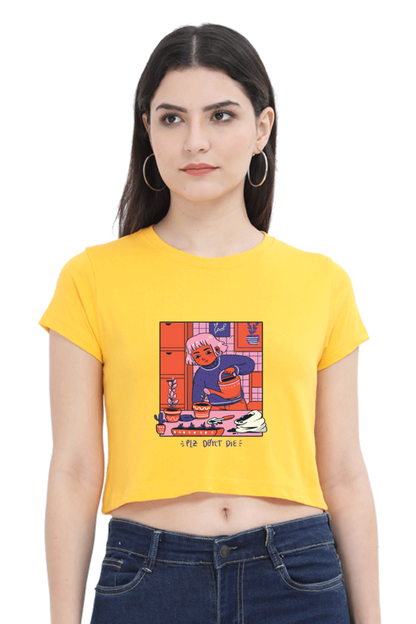 Girl Watering Plant Crop Top