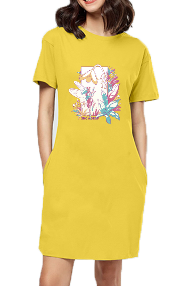 Small Fairy With Flowers T-Shirt Dress