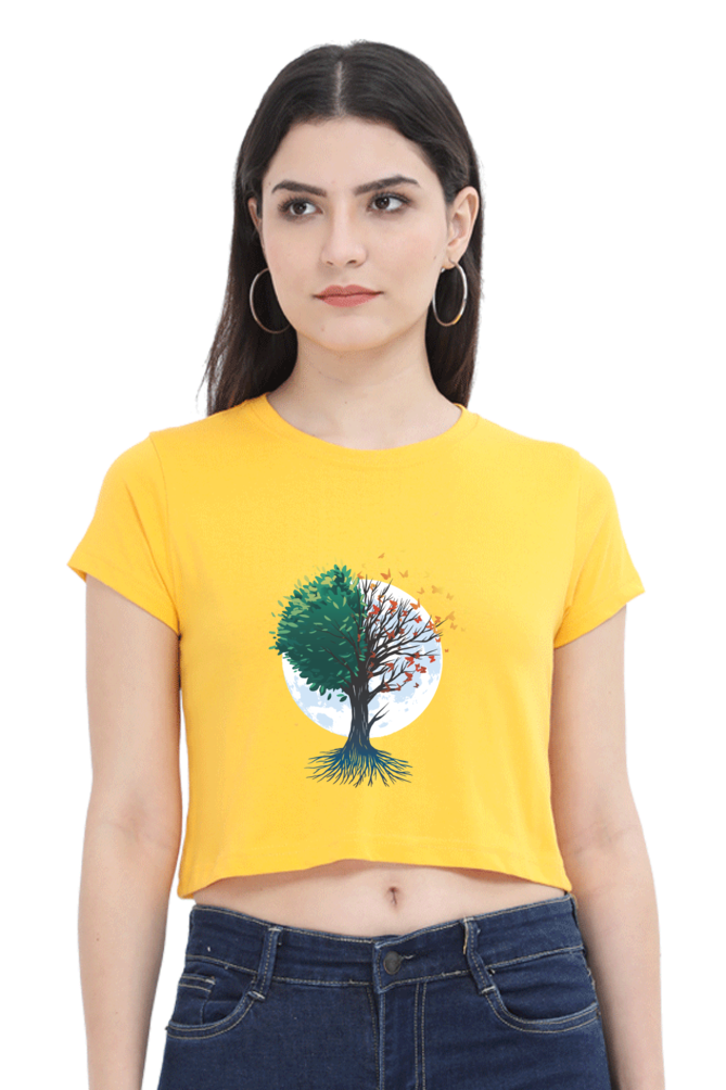Tree Of Butterflies Autumn Crop Top