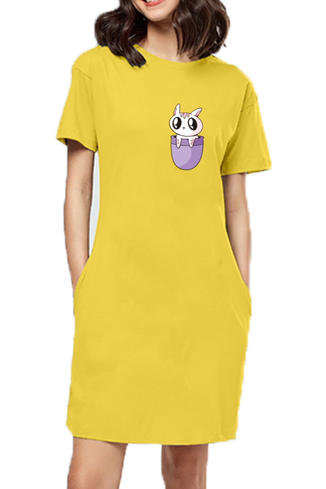 Pocket Cat T-Shirt Dress
