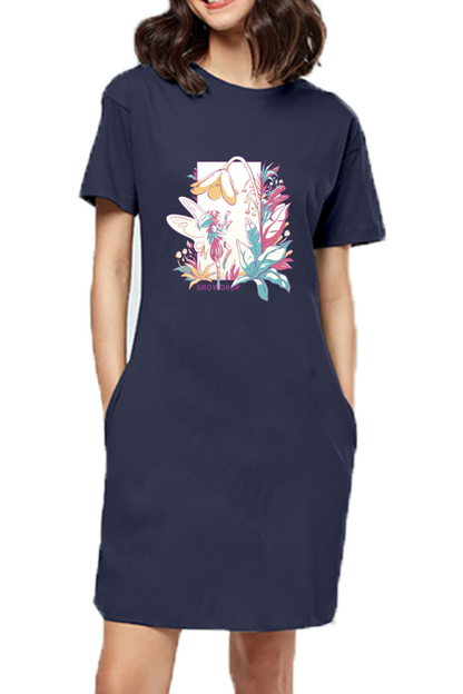 Small Fairy With Flowers T-Shirt Dress