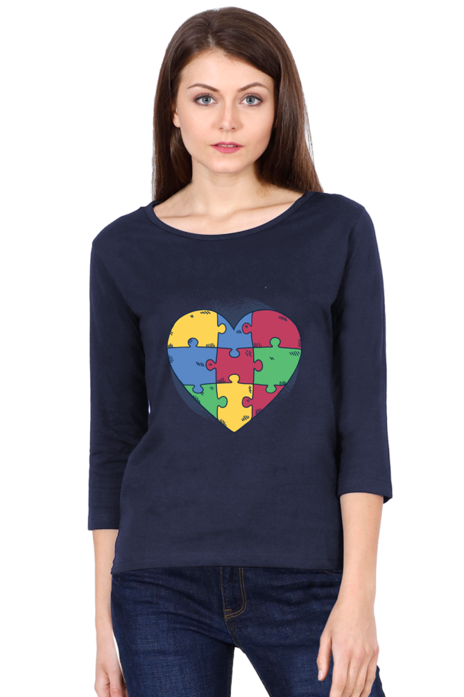 Autism Heart Puzzle Round Neck Full Sleeve