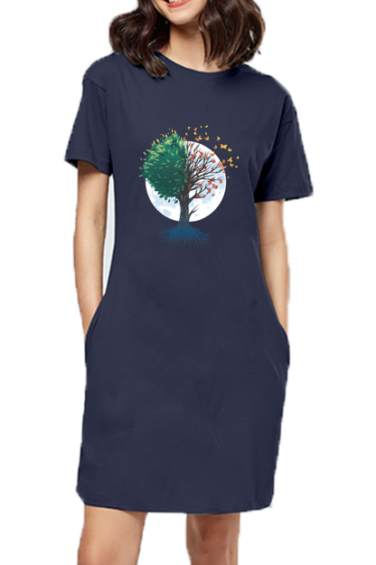 Tree Of Butterflies Autumn T-Shirt Dress