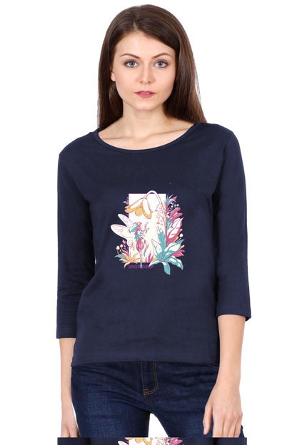 Small Fairy With Flowers Round Neck Full Sleeve