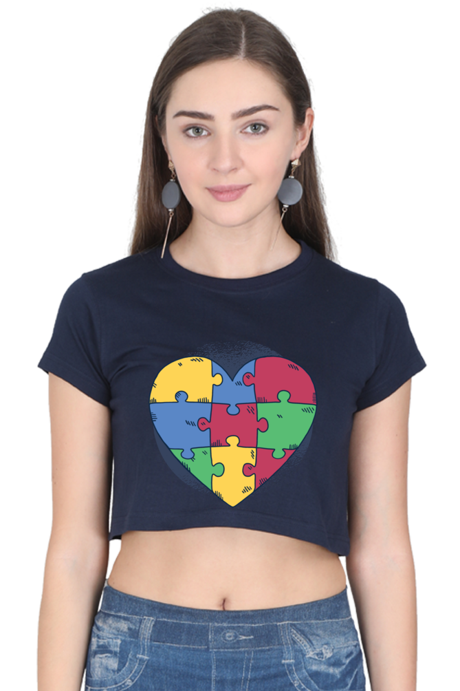 Autism Heart Puzzle Crop Top