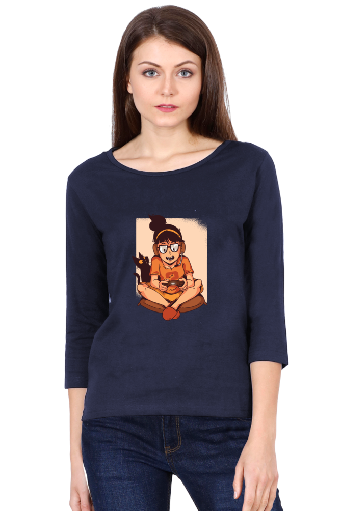 Gamer Girl Round Neck Full Sleeve