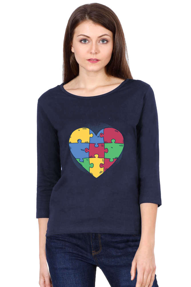 Autism Heart Puzzle Round Neck Full Sleeve