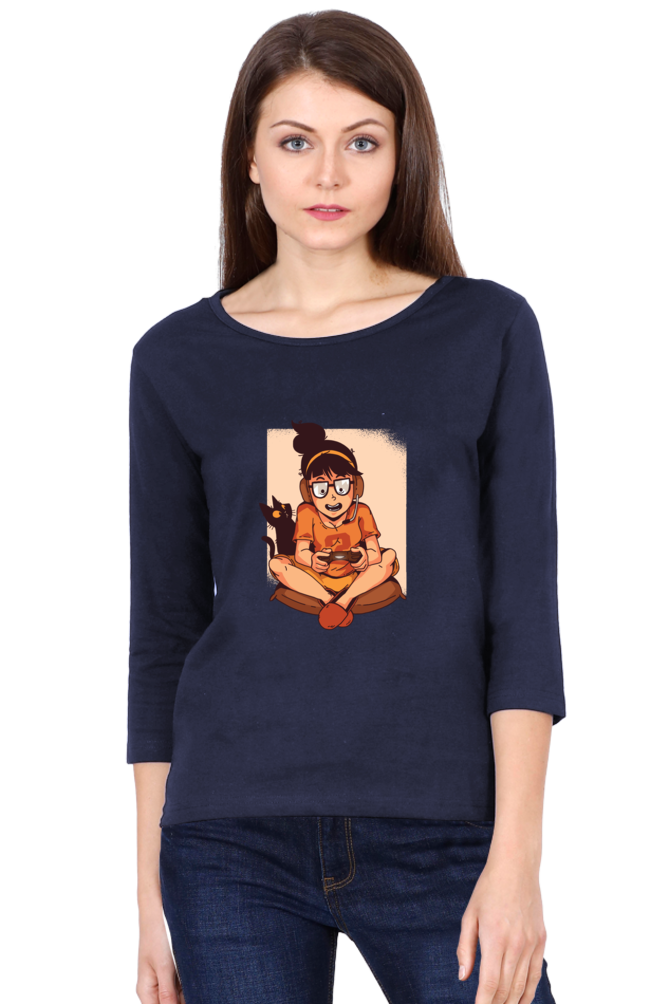 Gamer Girl Round Neck Full Sleeve