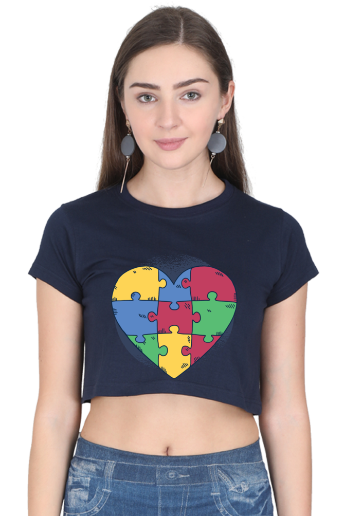 Autism Heart Puzzle Crop Top