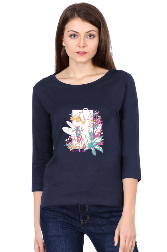 Small Fairy With Flowers Round Neck Full Sleeve