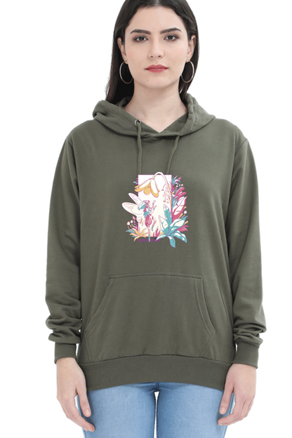 Small Fairy With Flowers Hooded Sweat Shirt
