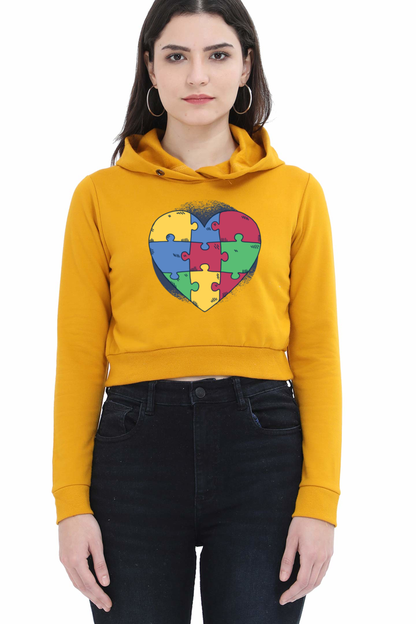 Autism Heart Puzzle Crop Hoodie