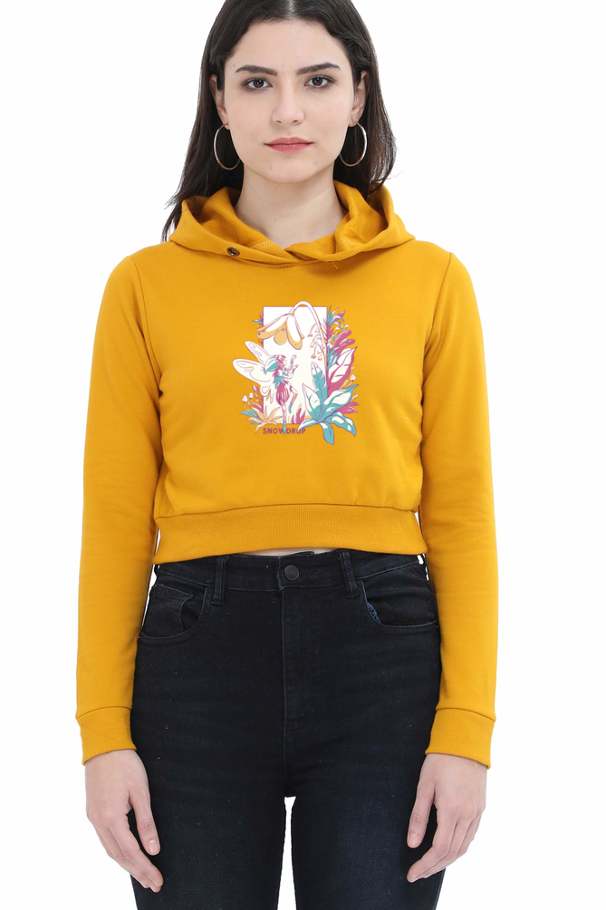Small Fairy With Flowers Crop Hoodie