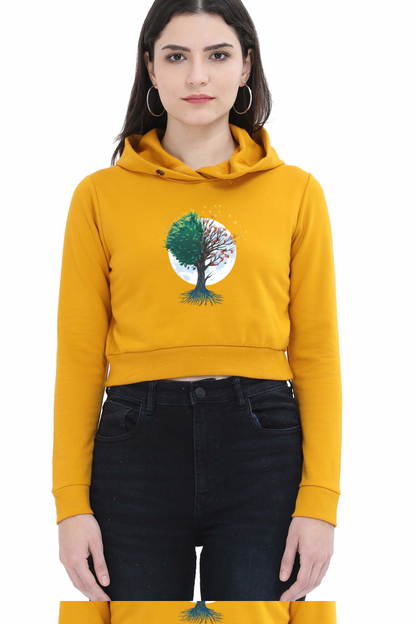Tree Of Butterflies Autumn Crop Hoodie