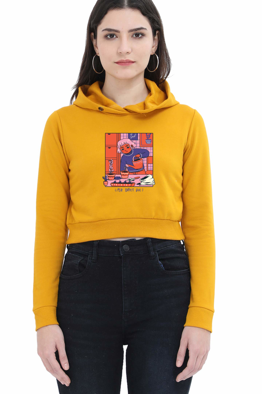 Girl Watering Plant Crop Hoodie