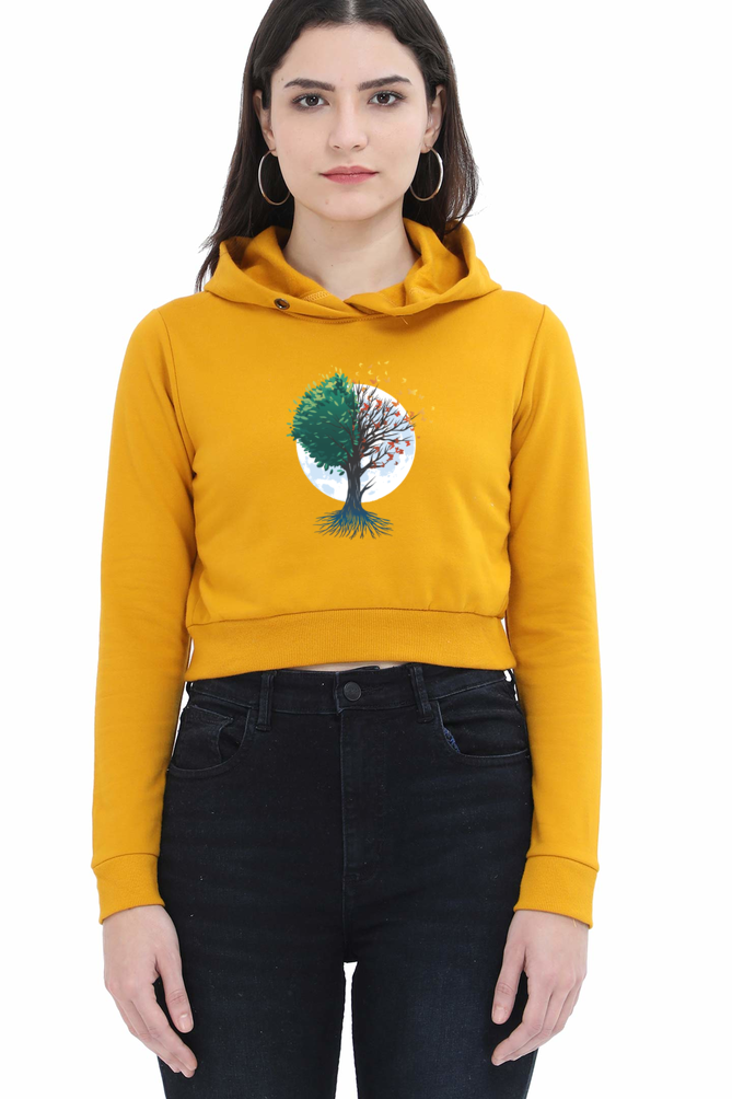 Tree Of Butterflies Autumn Crop Hoodie