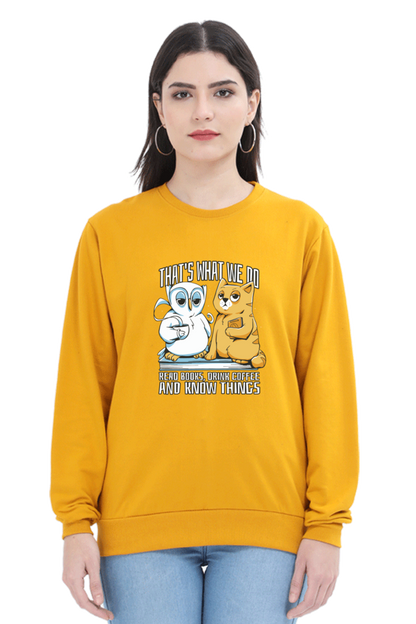 Cat Owl Coffee Books Sweatshirt