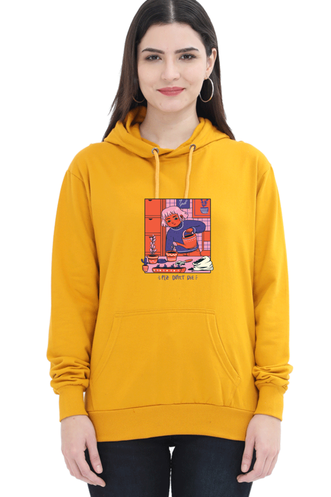 Girl Watering Plant Hooded Sweat Shirt