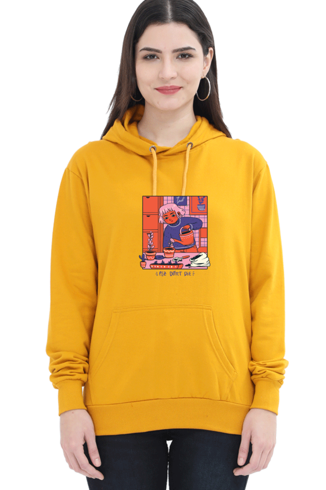 Girl Watering Plant Hooded Sweat Shirt