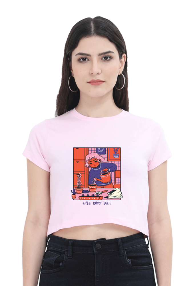 Girl Watering Plant Crop Top