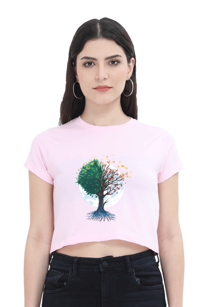 Tree Of Butterflies Autumn Crop Top