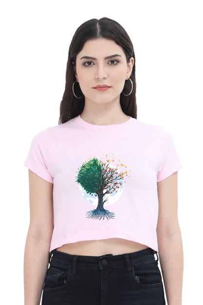 Tree Of Butterflies Autumn Crop Top