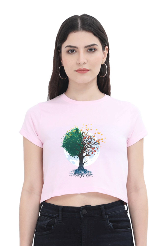 Tree Of Butterflies Autumn Crop Top
