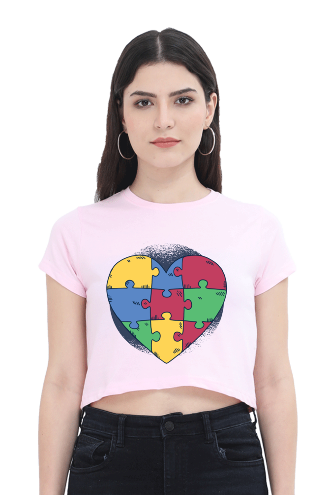 Autism Heart Puzzle Crop Top