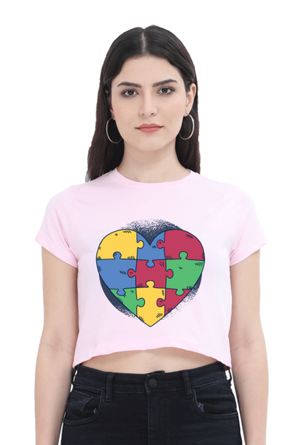 Autism Heart Puzzle Crop Top
