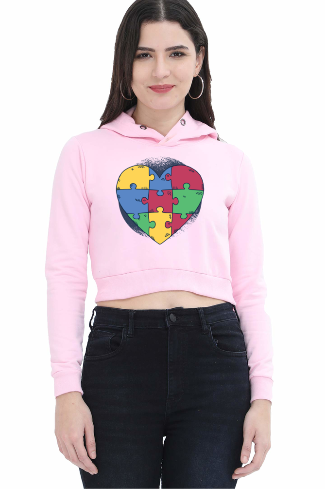 Autism Heart Puzzle Crop Hoodie