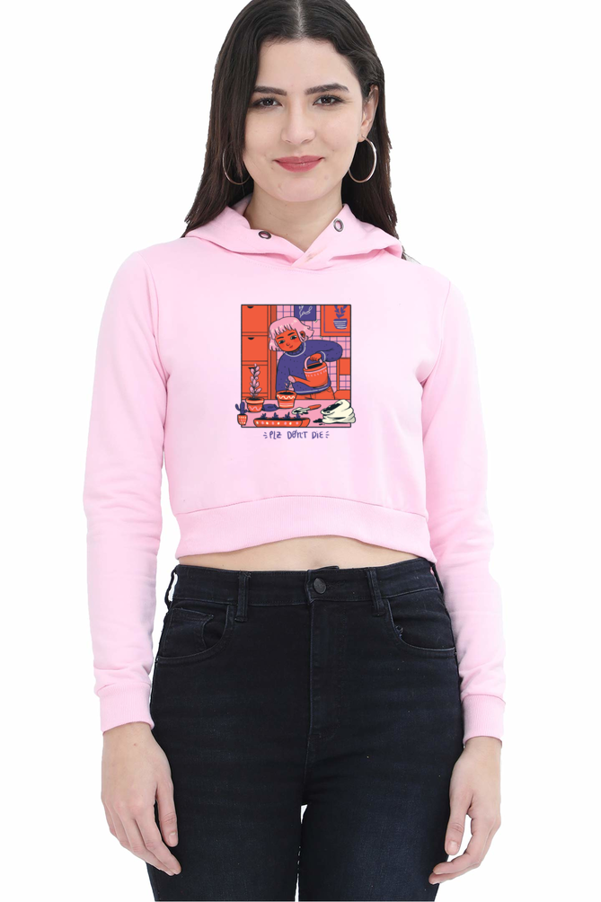 Girl Watering Plant Crop Hoodie