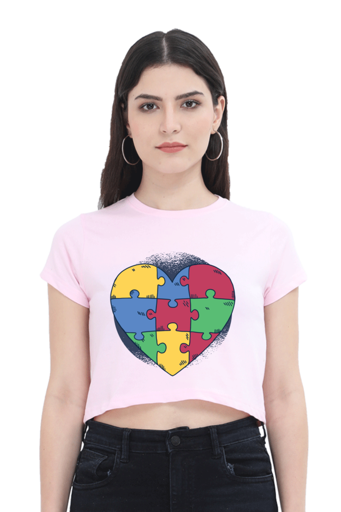Autism Heart Puzzle Crop Top