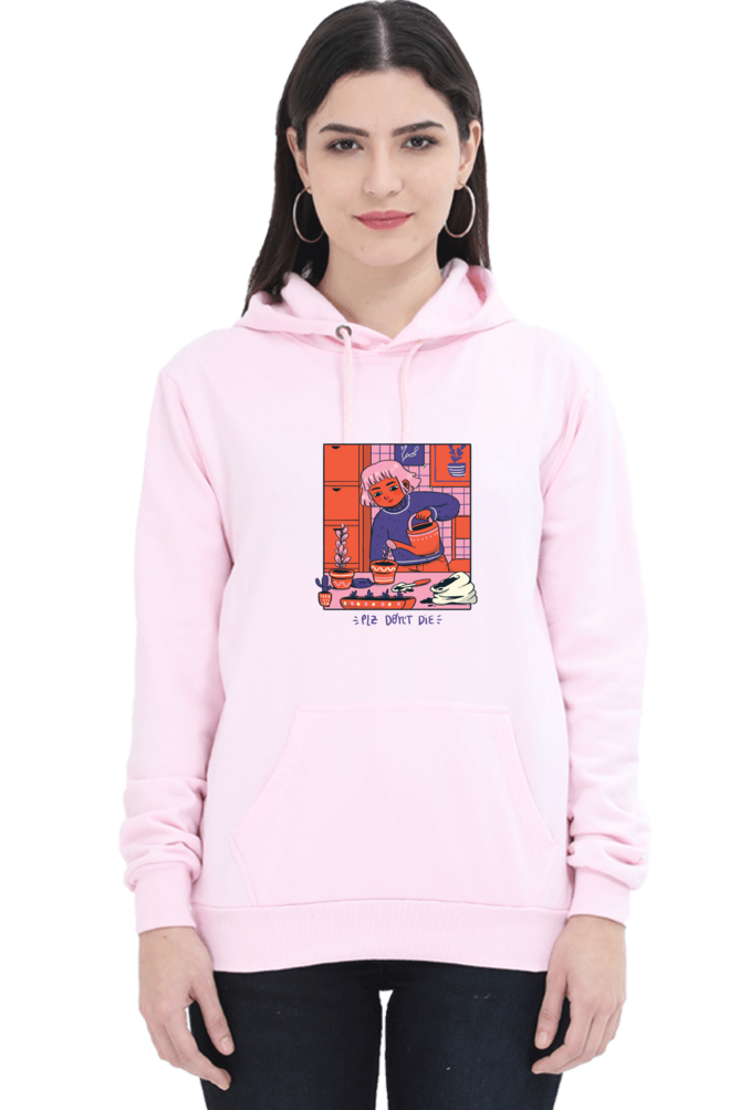 Girl Watering Plant Hooded Sweat Shirt