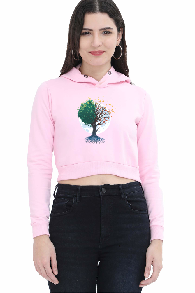 Tree Of Butterflies Autumn Crop Hoodie
