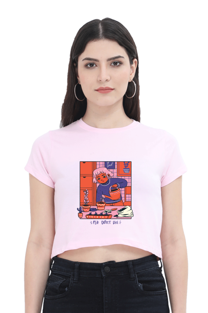 Girl Watering Plant Crop Top