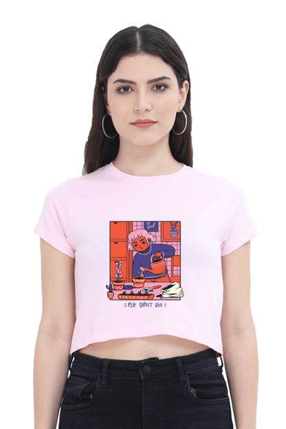 Girl Watering Plant Crop Top