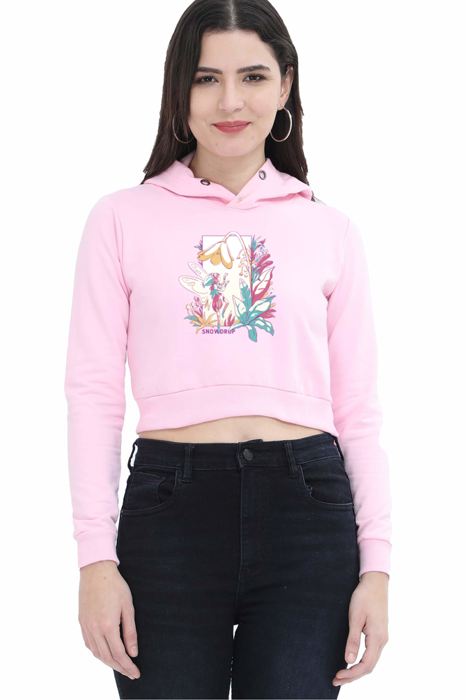 Small Fairy With Flowers Crop Hoodie