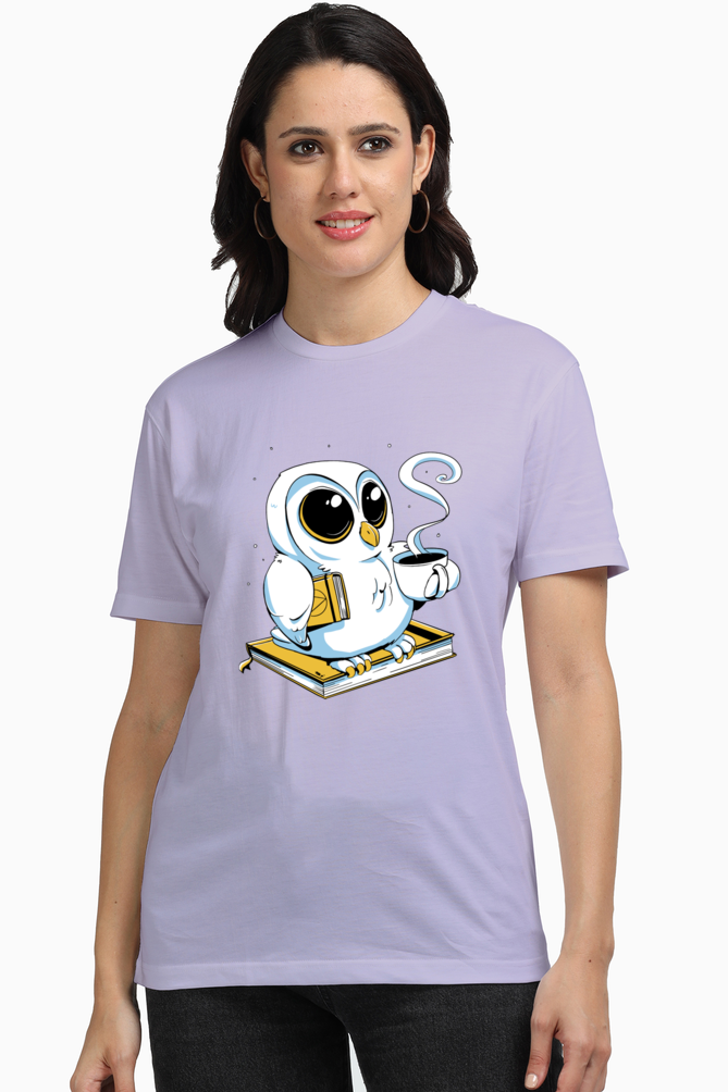 Cute Owl Book Coffee Supima T-Shirt