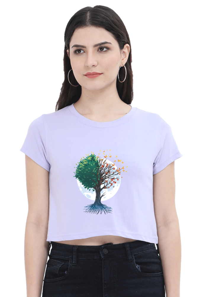 Tree Of Butterflies Autumn Crop Top