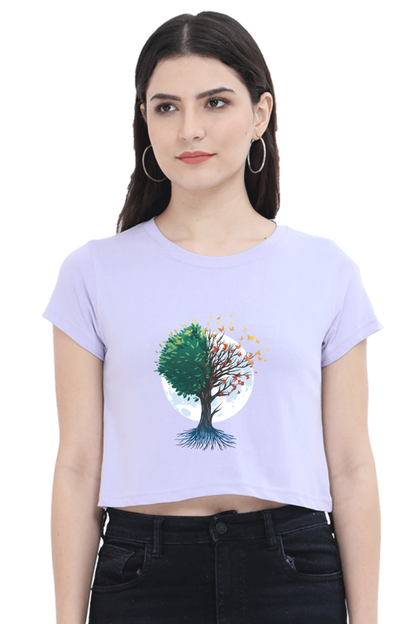 Tree Of Butterflies Autumn Crop Top