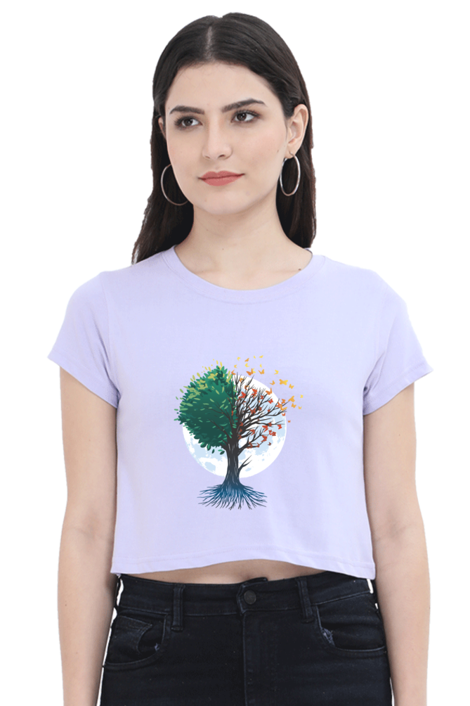 Tree Of Butterflies Autumn Crop Top