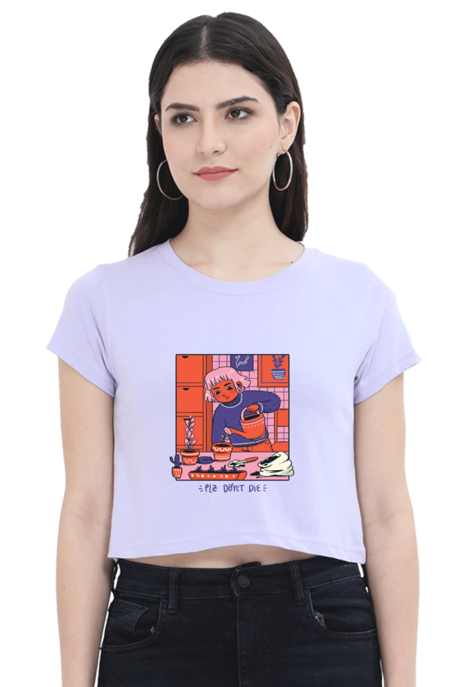 Girl Watering Plant Crop Top
